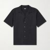 Convertible-Collar Silk and Linen-Blend Shirt