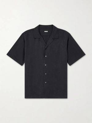 Convertible-Collar Silk and Linen-Blend Shirt
