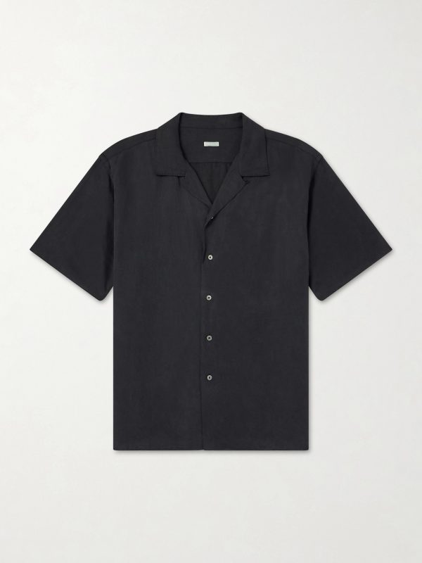 Convertible-Collar Silk and Linen-Blend Shirt