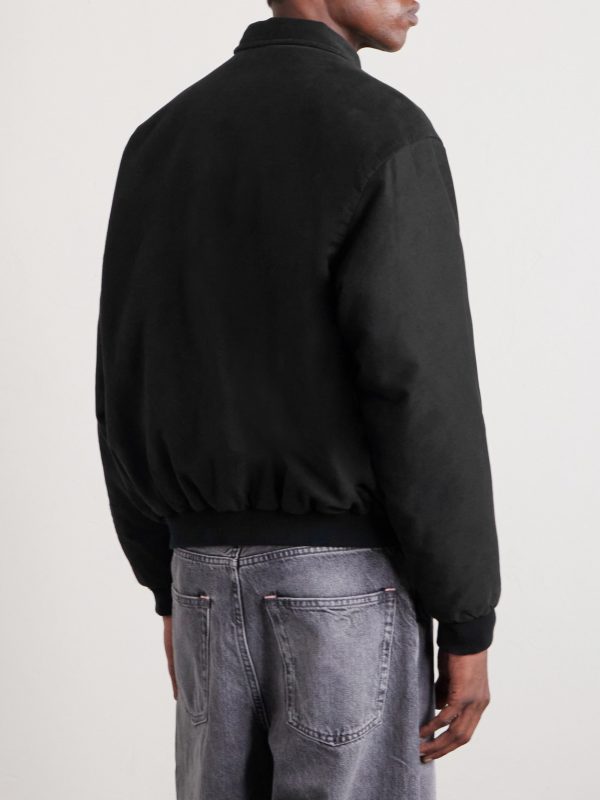 Cotton and Silk-Blend Moleskin Bomber Jacket - BK Cotton and Silk-Blend Moleskin Bomber Jacket - BK