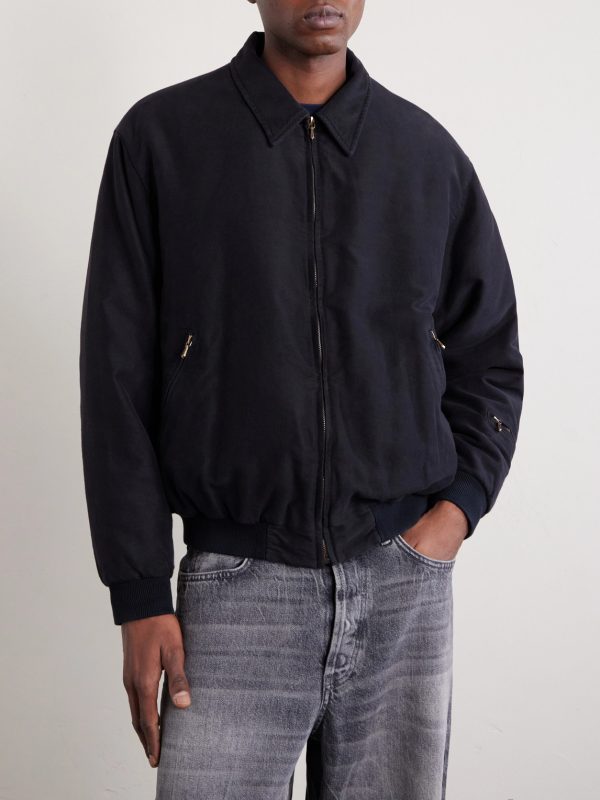 Cotton and Silk-Blend Moleskin Bomber Jacket - FR Cotton and Silk-Blend Moleskin Bomber Jacket - FR