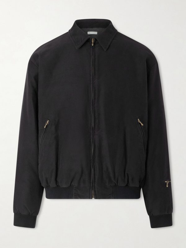 Cotton and Silk-Blend Moleskin Bomber Jacket Cotton and Silk-Blend Moleskin Bomber Jacket