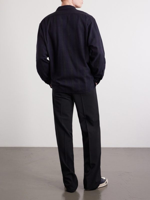 Camp-Collar Checked Silk Shirt - BK Camp-Collar Checked Silk Shirt - BK