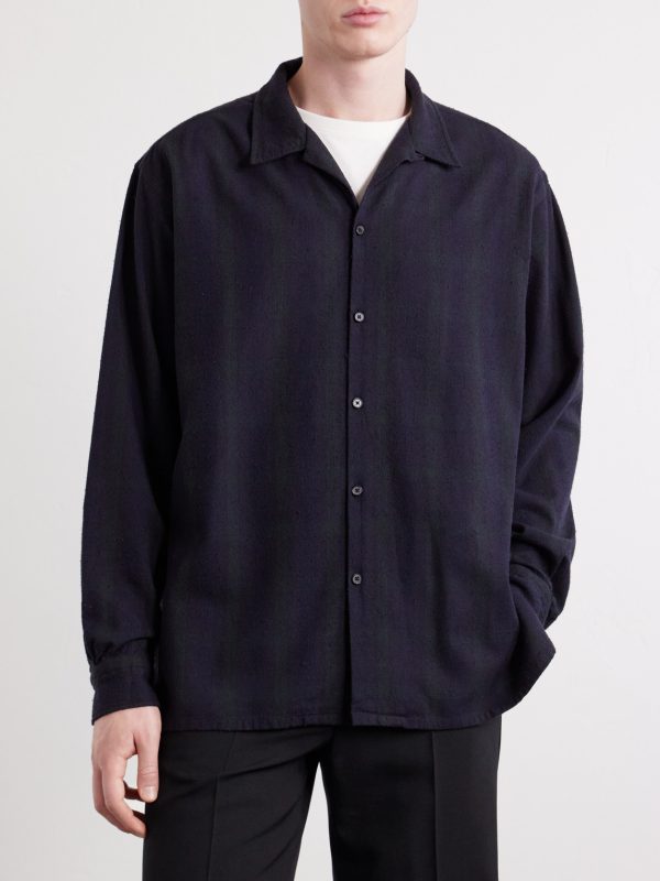 Camp-Collar Checked Silk Shirt - FR Camp-Collar Checked Silk Shirt - FR