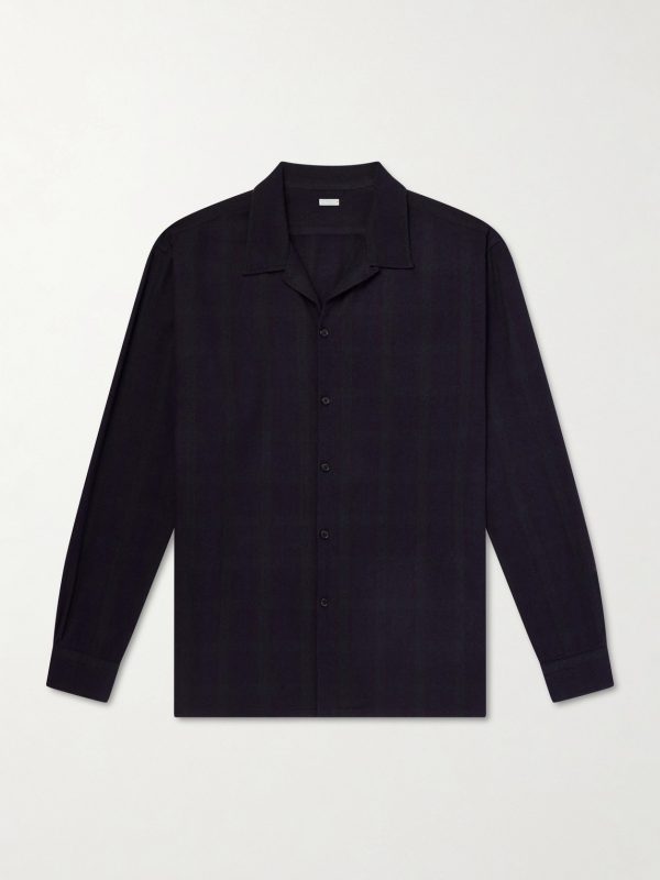 Camp-Collar Checked Silk Shirt Camp-Collar Checked Silk Shirt