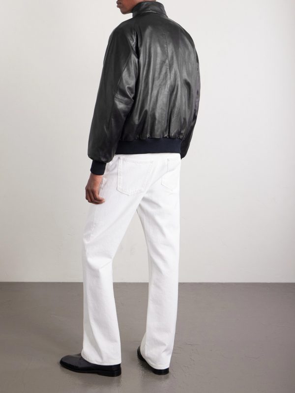 Padded Leather Harrington Jacket - BK Padded Leather Harrington Jacket - BK
