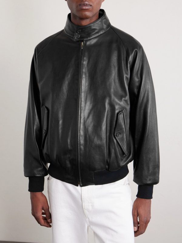 Padded Leather Harrington Jacket - FR Padded Leather Harrington Jacket - FR