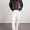 Padded Leather Harrington Jacket - OU Padded Leather Harrington Jacket - OU