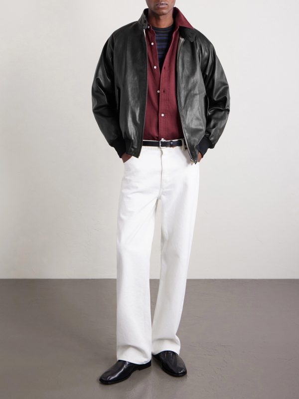 Padded Leather Harrington Jacket - OU Padded Leather Harrington Jacket - OU