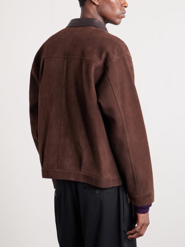 Leather-Trimmed Suede Jacket - BK