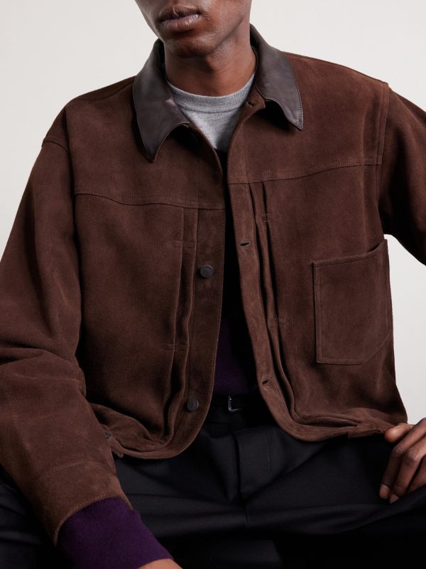 Leather-Trimmed Suede Jacket - CU