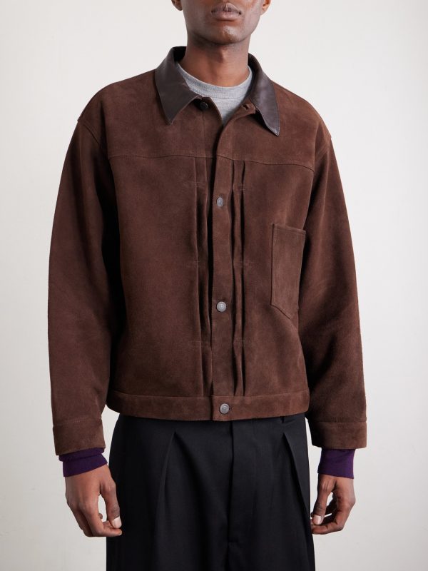 Leather-Trimmed Suede Jacket - FR