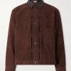 Leather-Trimmed Suede Jacket