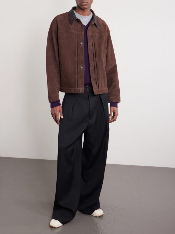 Leather-Trimmed Suede Jacket - OU