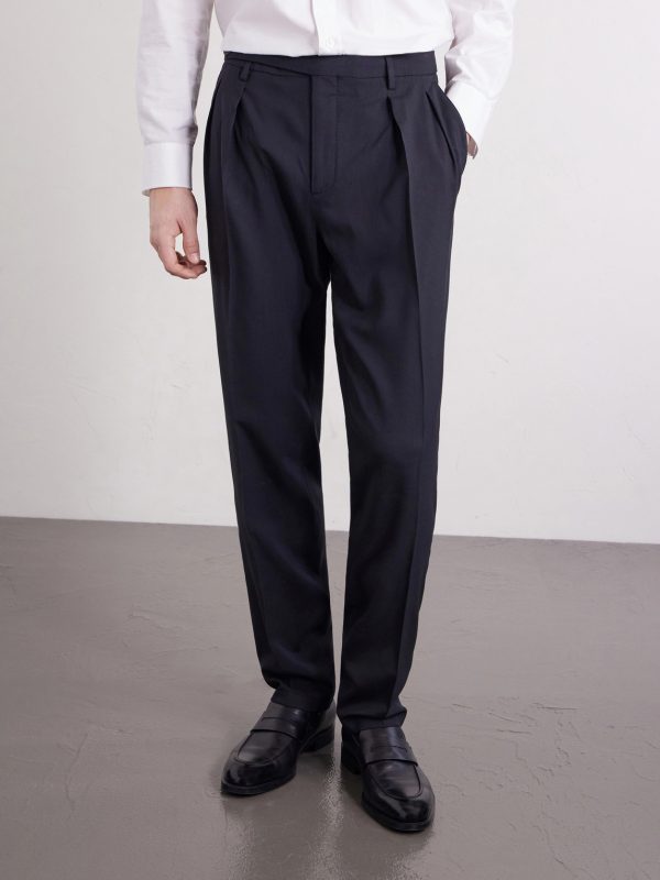 Straight-Leg Pleated Virgin Wool Trousers - FR Straight-Leg Pleated Virgin Wool Trousers - FR