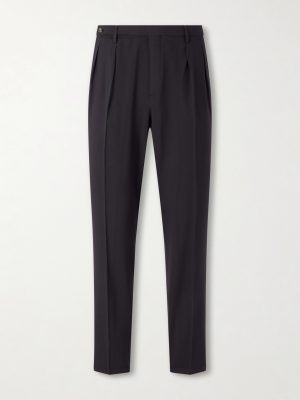 Straight-Leg Pleated Virgin Wool Trousers