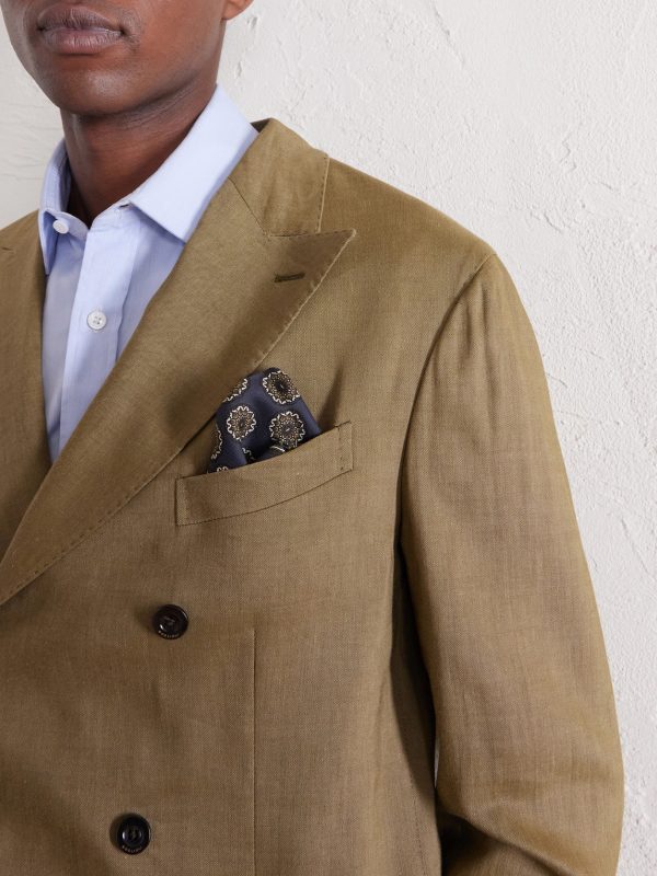 Double-Breasted Linen, Virgin Wool and Mohair-Blend Suit Jacket - CU