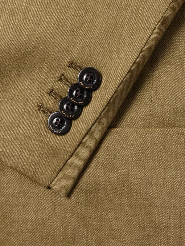 Double-Breasted Linen, Virgin Wool and Mohair-Blend Suit Jacket - E1