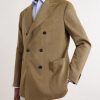 Double-Breasted Linen, Virgin Wool and Mohair-Blend Suit Jacket - FR