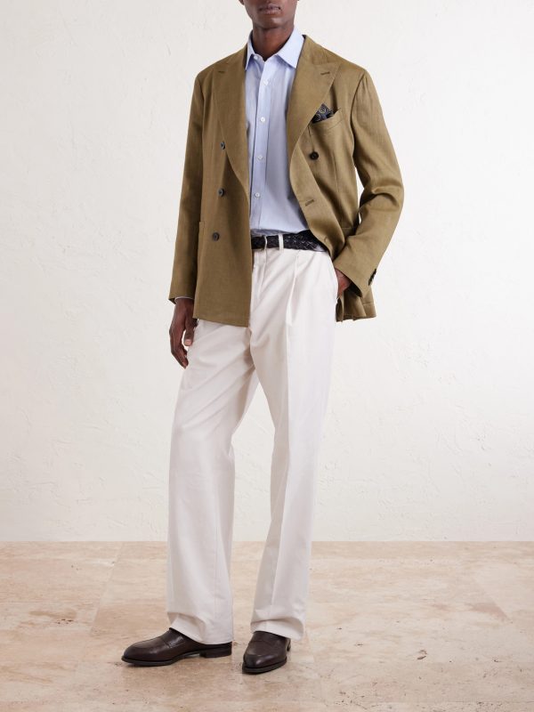 Double-Breasted Linen, Virgin Wool and Mohair-Blend Suit Jacket - OU