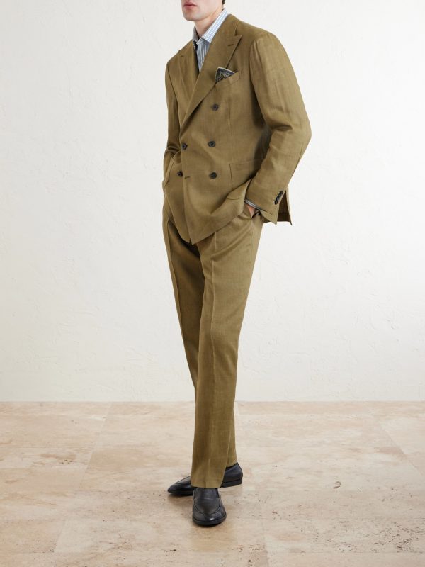 Double-Breasted Linen, Virgin Wool and Mohair-Blend Suit Jacket - OU2