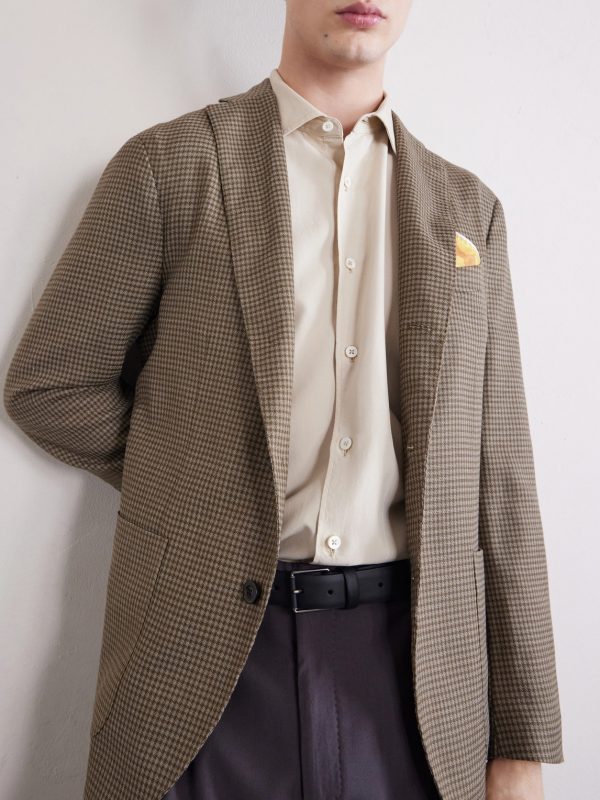 Houndstooth Virgin Wool-Blend Blazer - CU Houndstooth Virgin Wool-Blend Blazer - CU