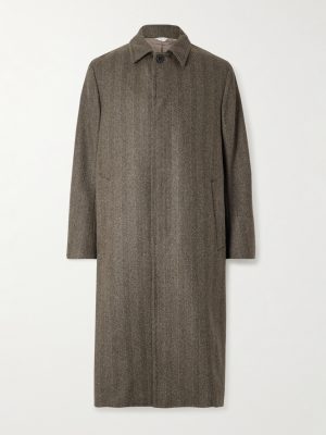 Loden Herringbone Wool-Blend Coat Loden Herringbone Wool-Blend Coat