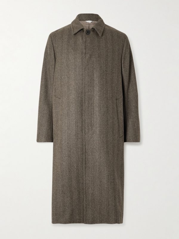 Loden Herringbone Wool-Blend Coat
