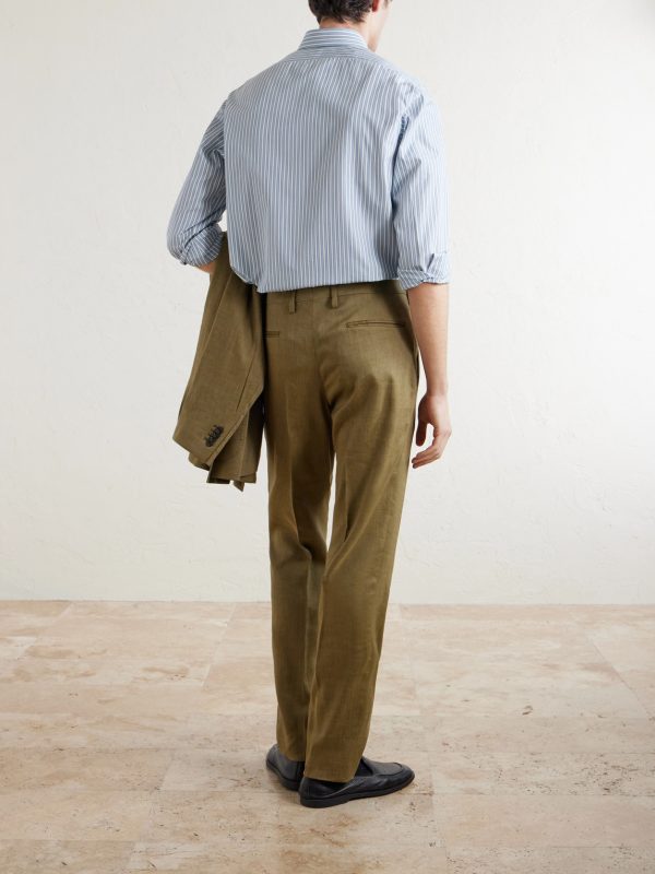 Wool and Linen-Blend Straight Leg Trousers - BK Wool and Linen-Blend Straight Leg Trousers - BK