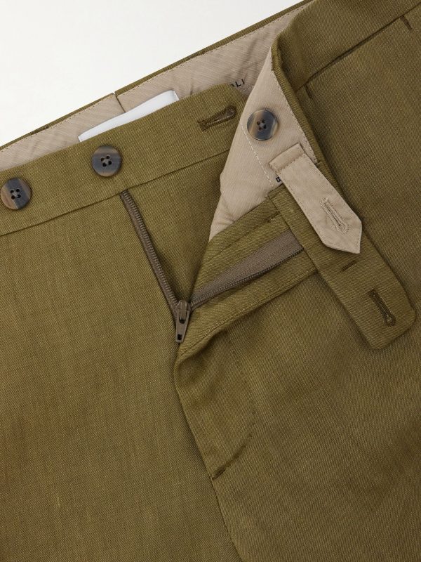 Wool and Linen-Blend Straight Leg Trousers - CU Wool and Linen-Blend Straight Leg Trousers - CU