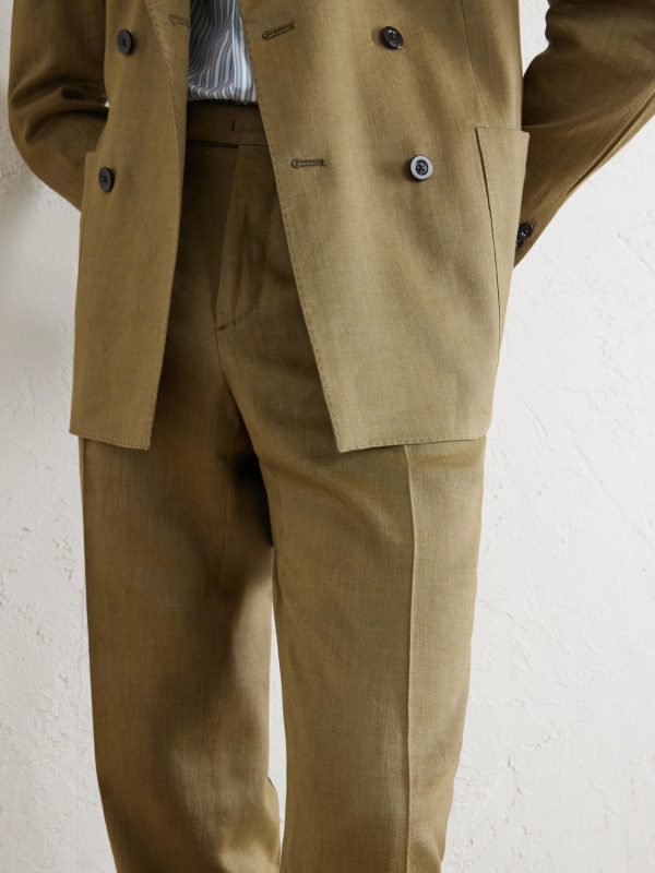 Wool and Linen-Blend Straight Leg Trousers - E1 Wool and Linen-Blend Straight Leg Trousers - E1