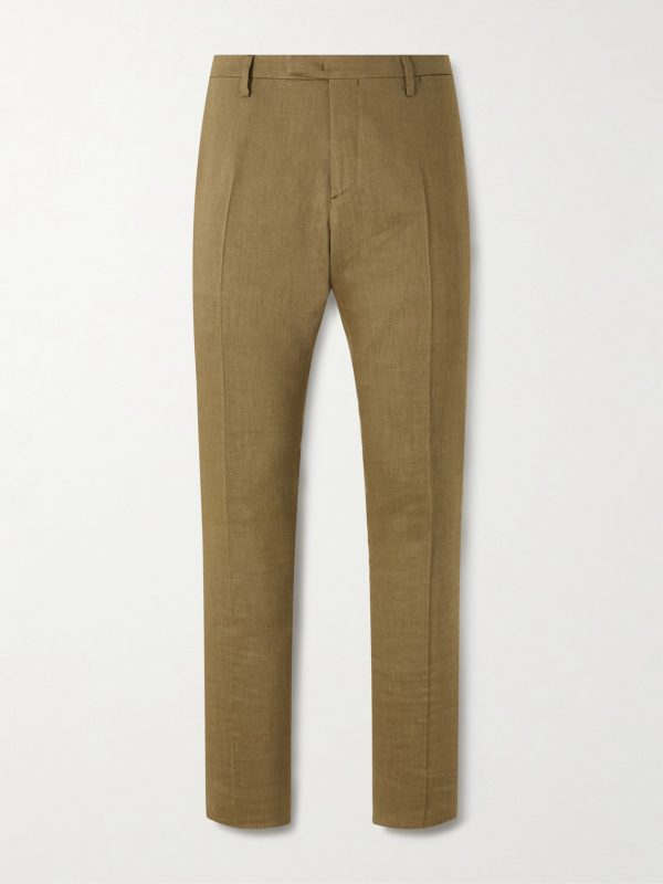 Wool and Linen-Blend Straight Leg Trousers Wool and Linen-Blend Straight Leg Trousers