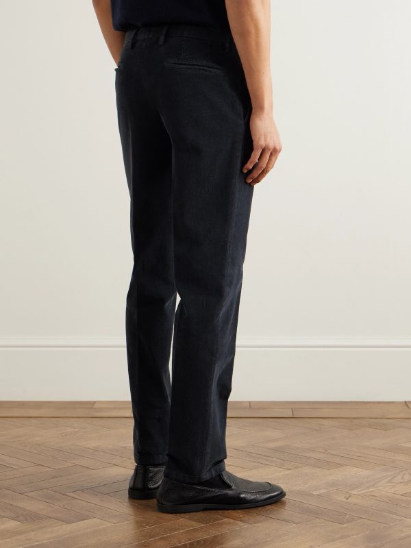 Straight-Leg Garment-Dyed Cotton-Blend Corduroy Trousers - BK Straight-Leg Garment-Dyed Cotton-Blend Corduroy Trousers - BK