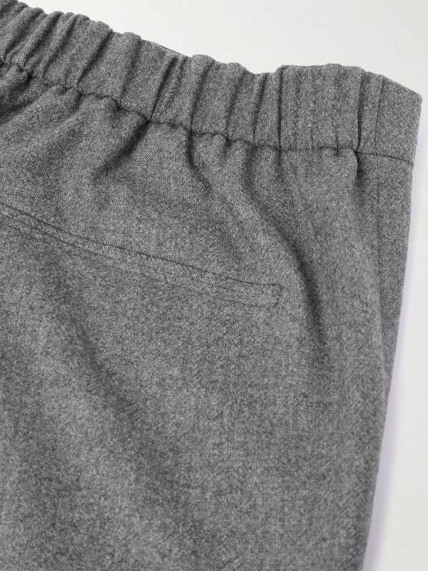 Straight-Leg Virgin Wool-Flannel Drawstring Trousers - CU