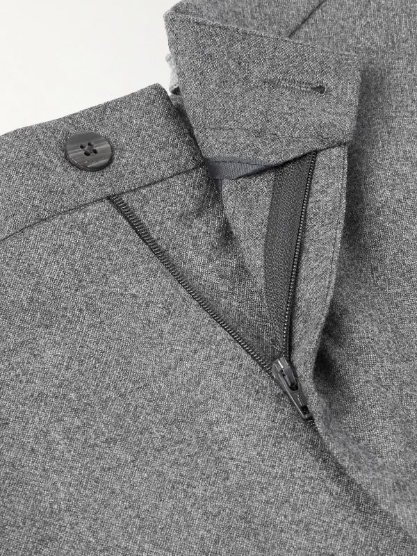 Straight-Leg Virgin Wool-Flannel Drawstring Trousers - E1