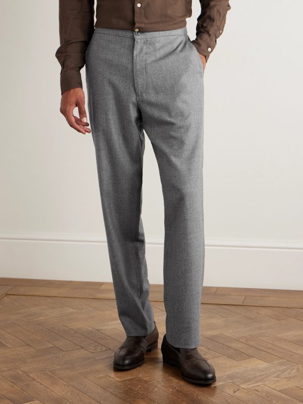 Straight-Leg Virgin Wool-Flannel Drawstring Trousers - FR
