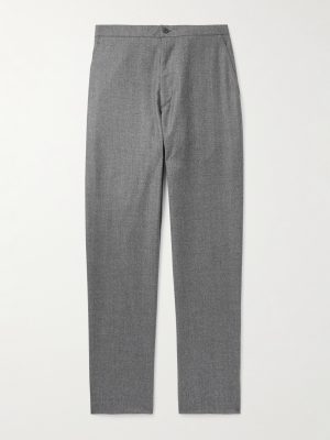 Straight-Leg Virgin Wool-Flannel Drawstring Trousers