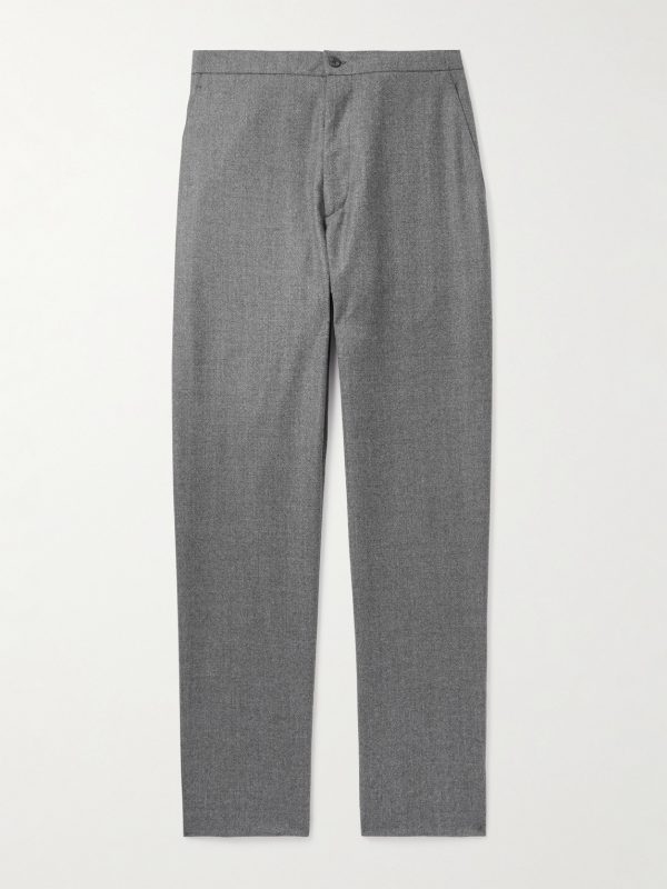 Straight-Leg Virgin Wool-Flannel Drawstring Trousers