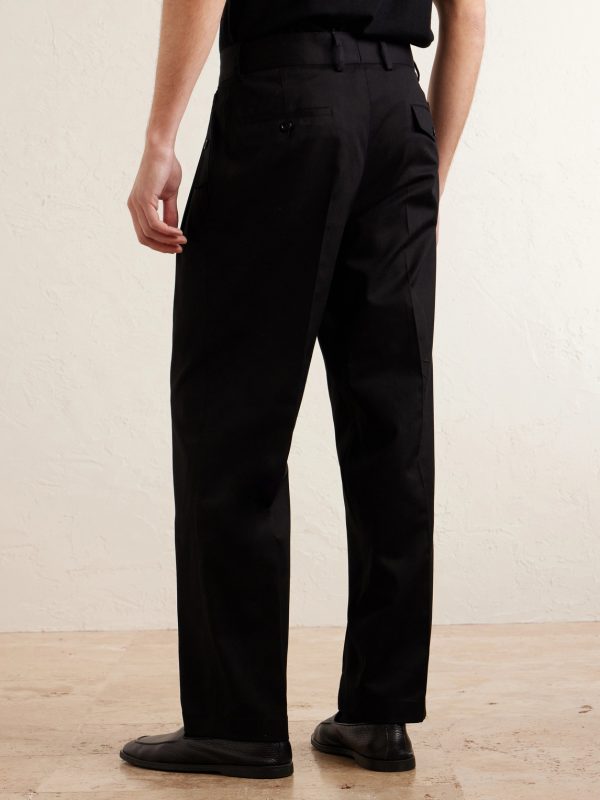 Pleated Cotton Trousers - BK Pleated Cotton Trousers - BK