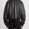 Padded Full-Grain Leather Bomber Jacket - BK Padded Full-Grain Leather Bomber Jacket - BK