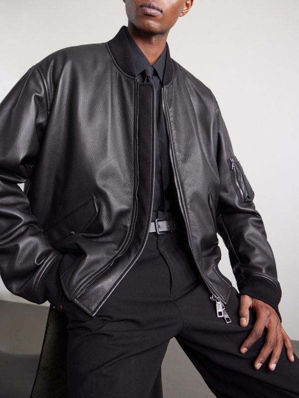 Padded Full-Grain Leather Bomber Jacket - CU Padded Full-Grain Leather Bomber Jacket - CU