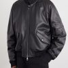 Padded Full-Grain Leather Bomber Jacket - FR Padded Full-Grain Leather Bomber Jacket - FR