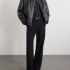 Padded Full-Grain Leather Bomber Jacket - OU Padded Full-Grain Leather Bomber Jacket - OU