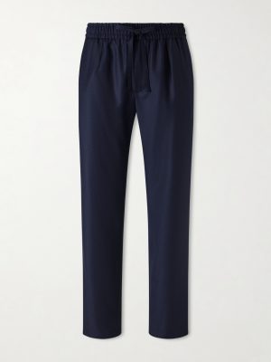 Straight-Leg Virgin Wool Drawstring Trousers