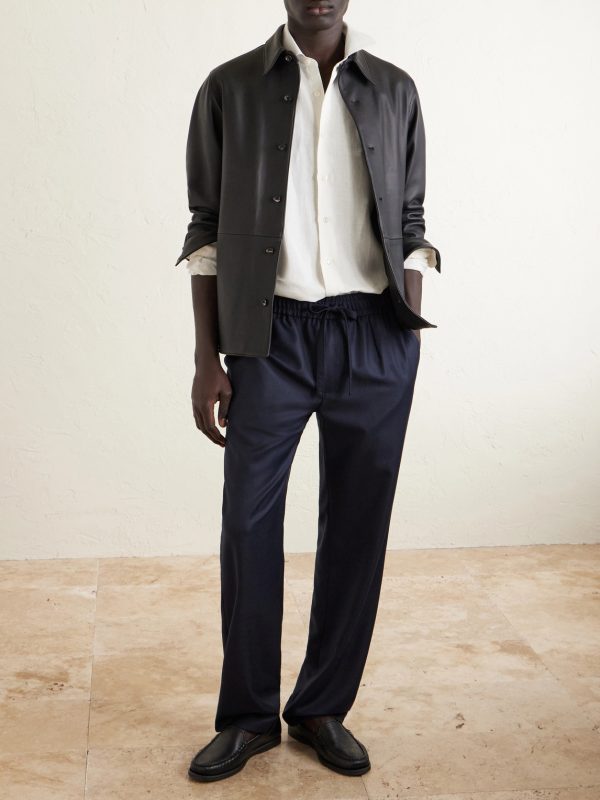 Straight-Leg Virgin Wool Drawstring Trousers - OU Straight-Leg Virgin Wool Drawstring Trousers - OU