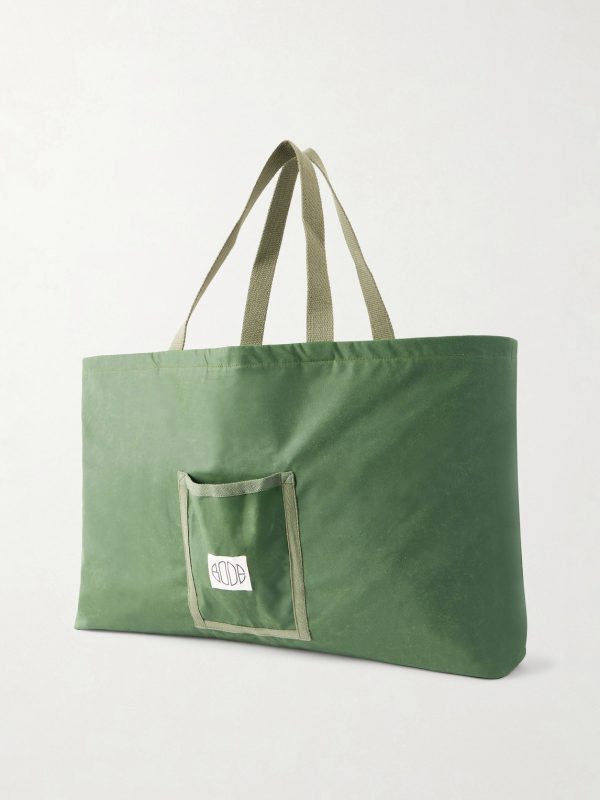 Logo-Embroidered Waxed-Cotton Tote Bag - BK Logo-Embroidered Waxed-Cotton Tote Bag - BK