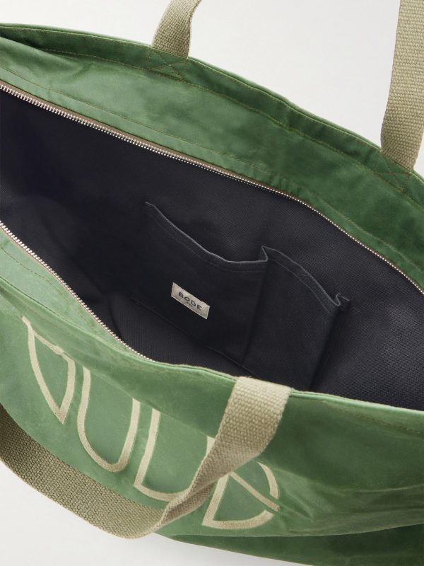 Logo-Embroidered Waxed-Cotton Tote Bag - E1 Logo-Embroidered Waxed-Cotton Tote Bag - E1