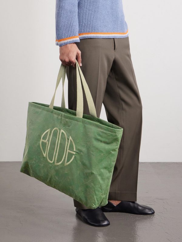 Logo-Embroidered Waxed-Cotton Tote Bag - FR Logo-Embroidered Waxed-Cotton Tote Bag - FR