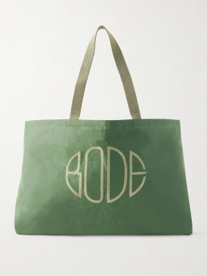 Logo-Embroidered Waxed-Cotton Tote Bag Logo-Embroidered Waxed-Cotton Tote Bag