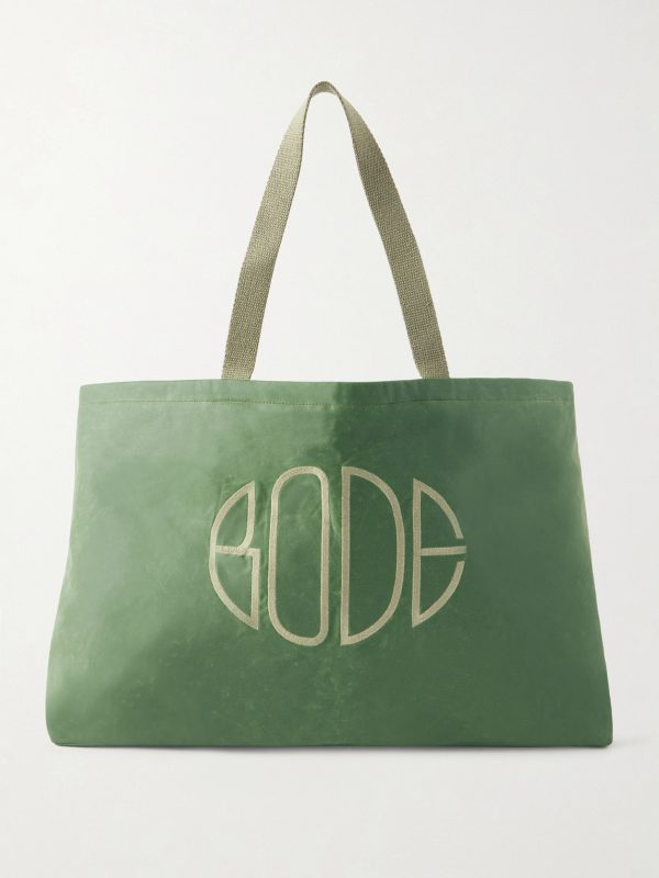 Logo-Embroidered Waxed-Cotton Tote Bag Logo-Embroidered Waxed-Cotton Tote Bag